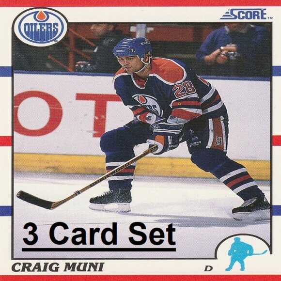 Craig Muni Edmonton Oilers NHL Hockey Card Collection - 3 Card Set - Picture 1 of 4